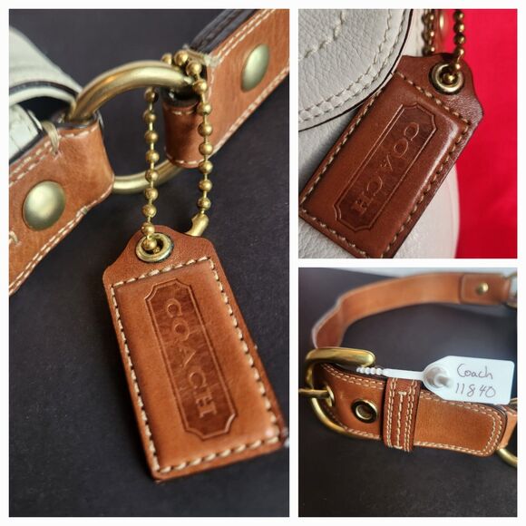 NEW Vintage Coach Hampton Soho White Cream Ivory Pebbled Leather Gold Y2K *READ* - Picture 9 of 16